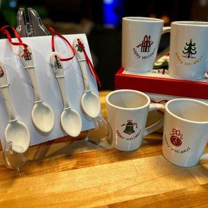 White Red Green Bia Christmas Ceramic Coffee Tea Cocoa Mug Set